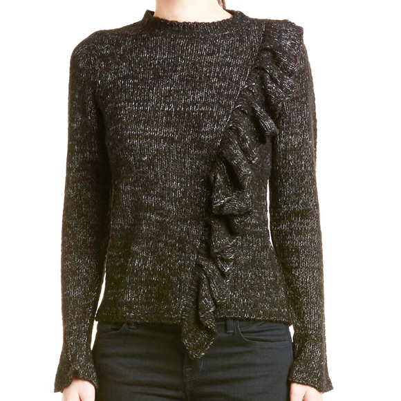 Rebecca Taylor Sweaters - Rebecca Taylor Black Ruffled Wool-blend Sweater